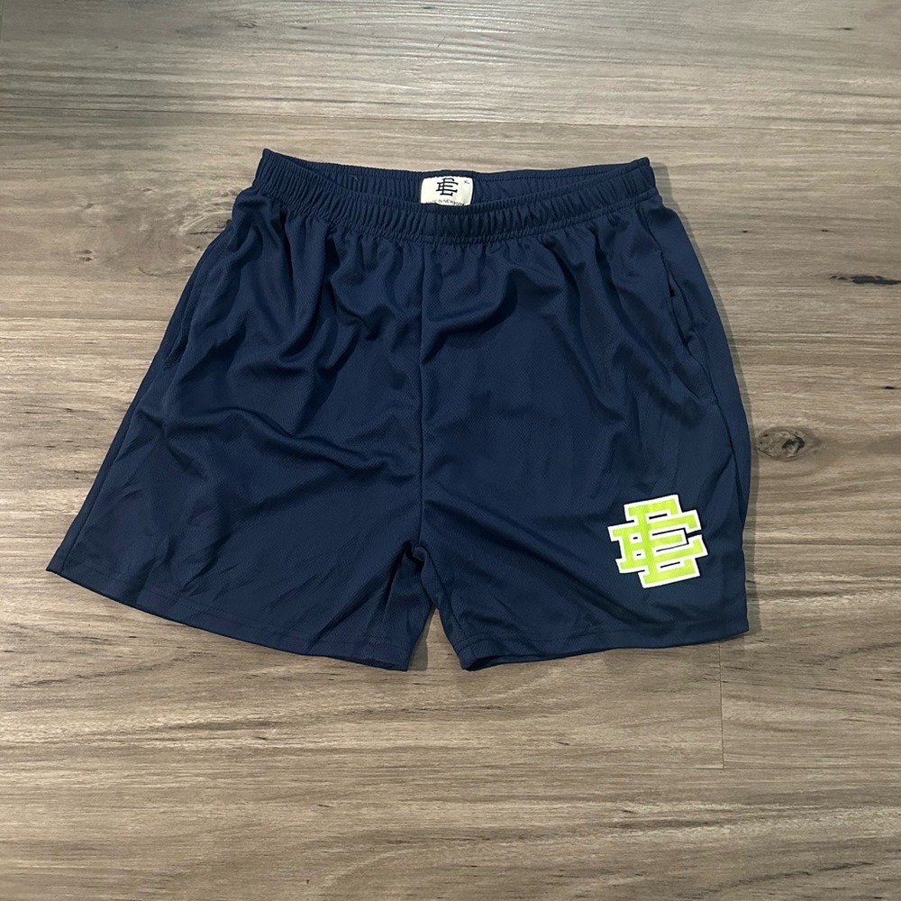 Navy Athletic Shorts with Logo
